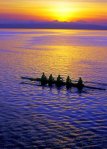 Pulling Together, Admiralty Inlet, Rowing, Boat, Sunrise, Whidbey Island, Teamwork, Silhouette, Purple, Water